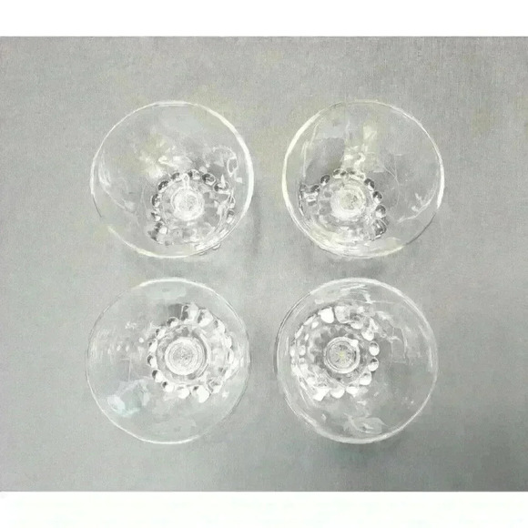 Vintage MCM Anchor Hocking Boopie Bubble Foot Etched Rose AHC7 Champagne Coupes - Picture 4 of 5